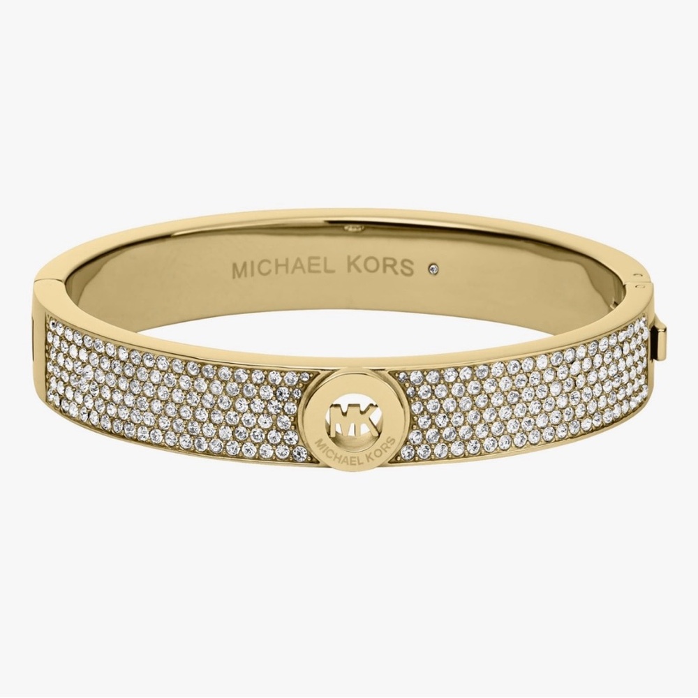 Michael Kors Gold-Tone Pavé Fulton Hinge Bangle Bracelet